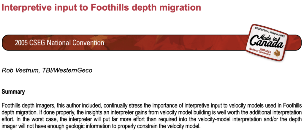 Interpretive input to Foothills depth migration